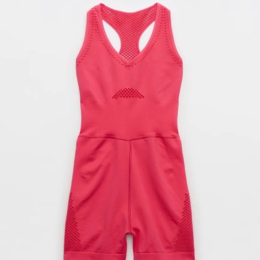 AERIE mesh jumpsuit in hot pink